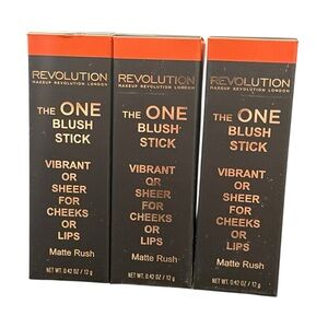Revolution The One Blush Stick In Matte Rush NEW Red Orange Cheeks Lips Vibrant